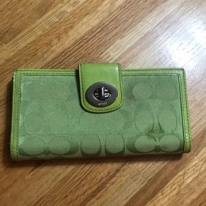 Lime green coach wallet.